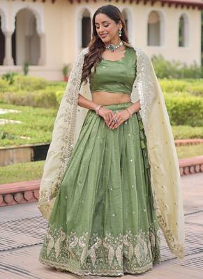 green embroidered lehenga choli  2