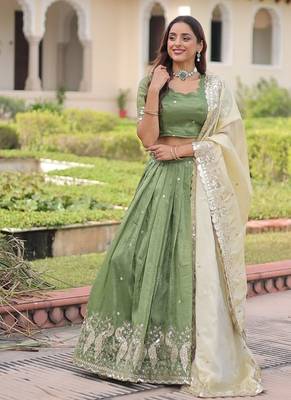 green embroidered lehenga choli  4