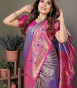 Purple Color Pure Banarasi Tissue Silk Sarees 