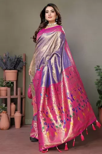 Purple Color Pure Banarasi Tissue Silk Sarees 
