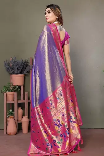 Purple Color Pure Banarasi Tissue Silk Sarees 