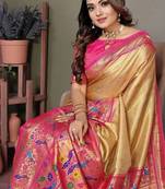 Golden Color Pure Banarasi Tissue Silk Sarees 