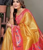 Yellow Color Pure Banarasi Tissue Silk Sarees 
