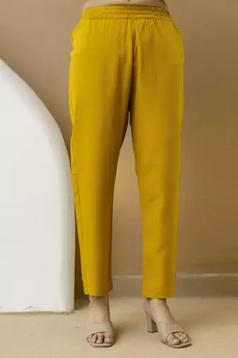 Trendmalls Yellow Art Silk Embroidery Sequence Work Anarkali Kurta Pant with Dupatta
