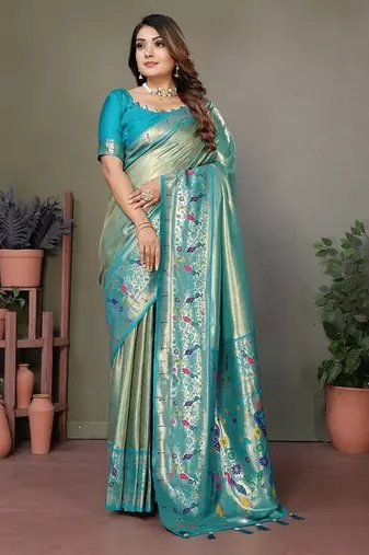 Light Green Color Pure Banarasi Tissue Silk Sarees 