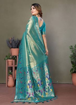 Light Green Color Pure Banarasi Tissue Silk Sarees  4