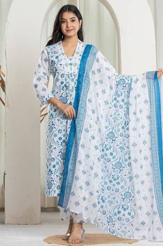 printed kurta pant with dupatta