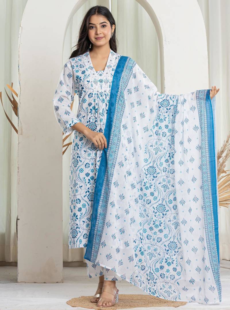 printed kurta pant with dupatta