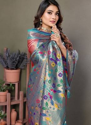 Light Pink Color Pure Banarasi Tissue Silk Sarees  1