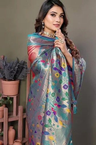 Light Pink Color Pure Banarasi Tissue Silk Sarees 