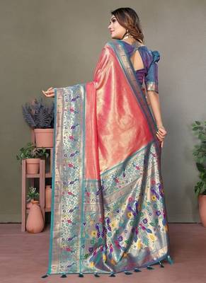 Light Pink Color Pure Banarasi Tissue Silk Sarees  4