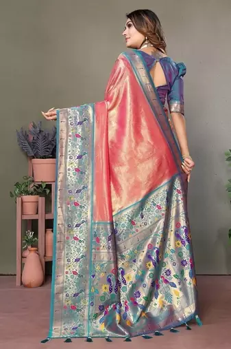 Light Pink Color Pure Banarasi Tissue Silk Sarees 