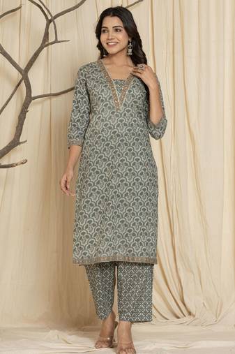 printed cotton kurta with pant