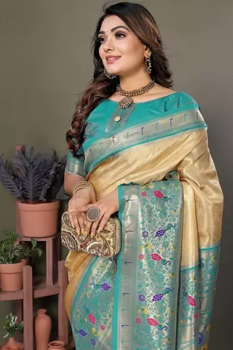 Light Yellow Color Pure Banarasi Tissue Silk Sarees 