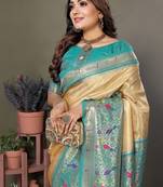 Light Yellow Color Pure Banarasi Tissue Silk Sarees 