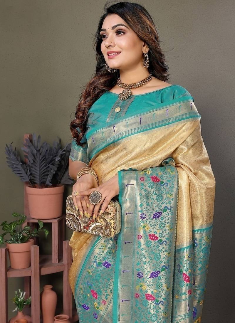 Light Yellow Color Pure Banarasi Tissue Silk Sarees 