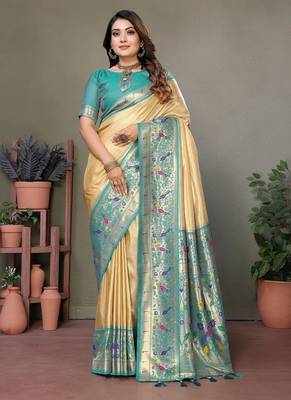 Light Yellow Color Pure Banarasi Tissue Silk Sarees  2