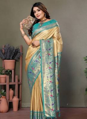 Light Yellow Color Pure Banarasi Tissue Silk Sarees  3