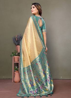 Light Yellow Color Pure Banarasi Tissue Silk Sarees  4