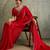 Fantastic Red Chiffon Wedding Wear Saree With Diamond Work Blouse