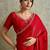Fantastic Red Chiffon Wedding Wear Saree With Diamond Work Blouse