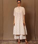 White printed cotton kurta set