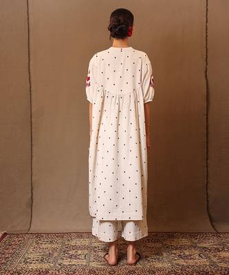 White printed cotton kurta set 2