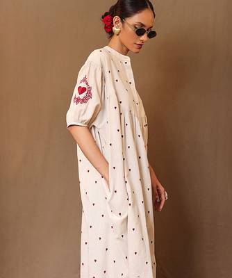 White printed cotton kurta set 3