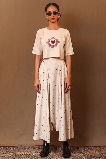 White printed cotton co ord set