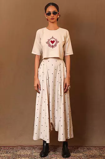 White printed cotton co ord set