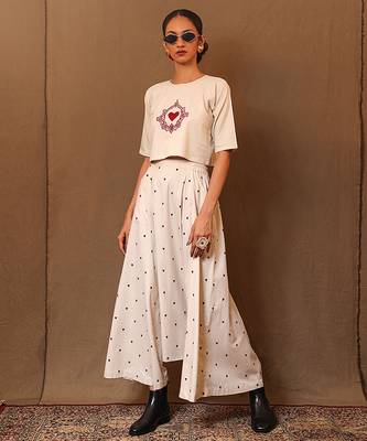 White printed cotton co ord set 3