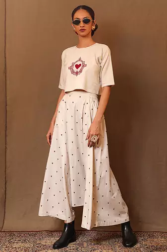 White printed cotton co ord set