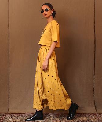 Yellow printed cotton co ord set 3