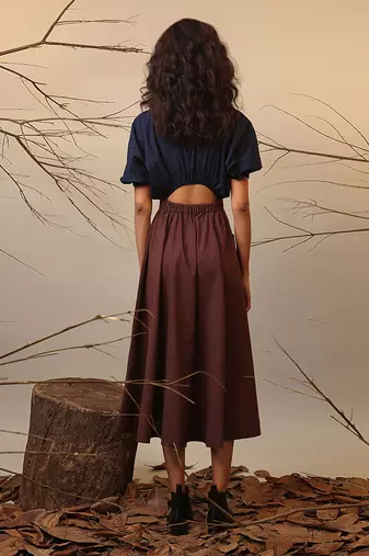 Blue and Brown cotton dress