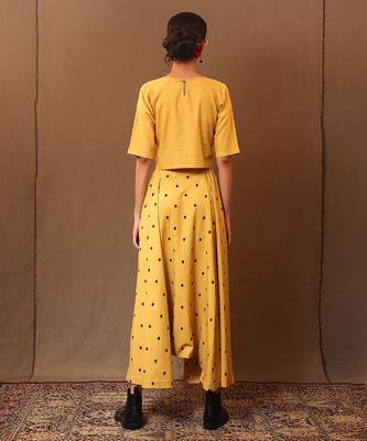 Yellow printed cotton co ord set 4