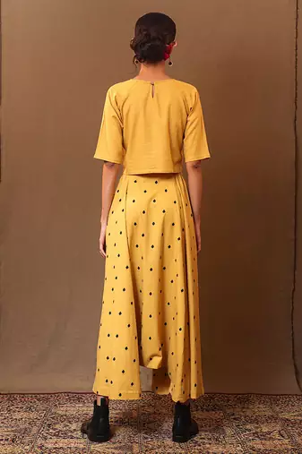 Yellow printed cotton co ord set
