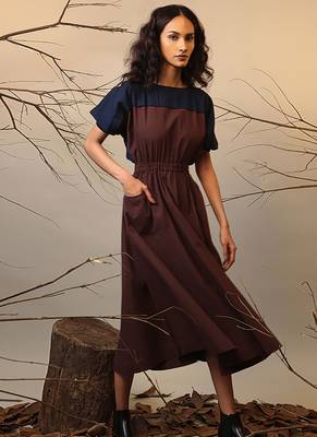 Blue and Brown cotton dress 3