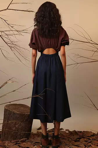 Blue and Brown cotton dress