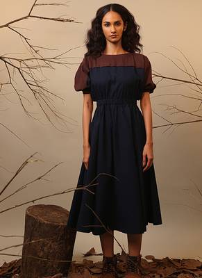 Blue and Brown cotton dress 3