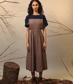 Brown and Blue cotton dress
