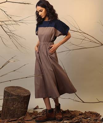 Brown and Blue cotton dress 2