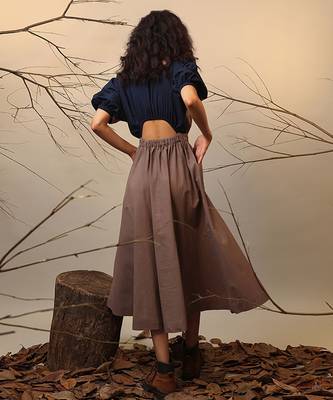 Brown and Blue cotton dress 3