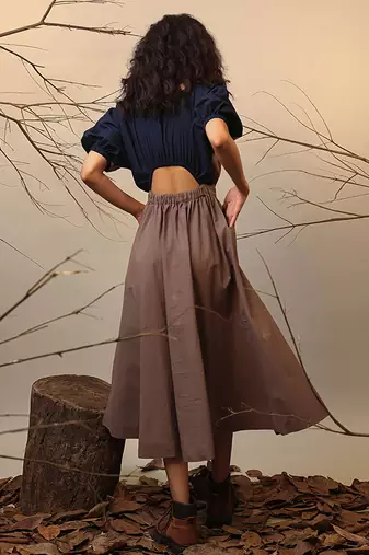 Brown and Blue cotton dress