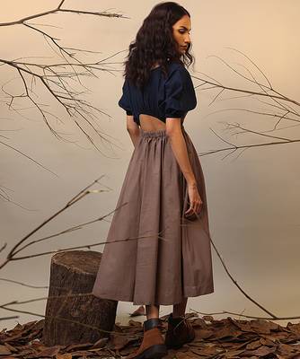 Brown and Blue cotton dress 4
