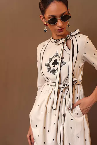 White printed cotton kurta set with Dupatta