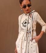 White printed cotton kurta set with Dupatta