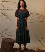 Green and Brown cotton dress