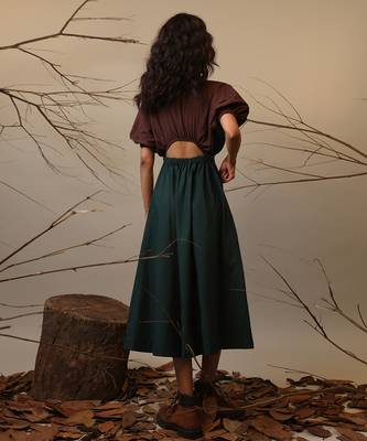 Green and Brown cotton dress 3