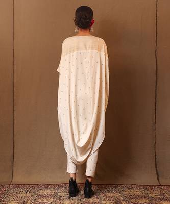 White printed cotton long kurta 3