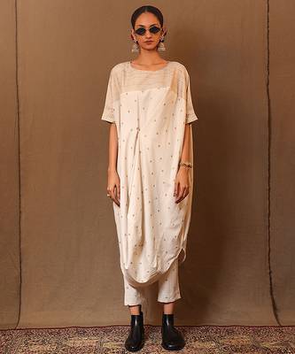 White printed cotton kurta set 1